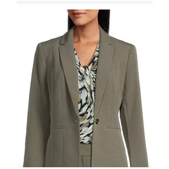 Kasper Plus Size Crepe One-Button Blazer Notch Lapel Dark Sea Stone Size 24 NWT - Picture 3 of 5